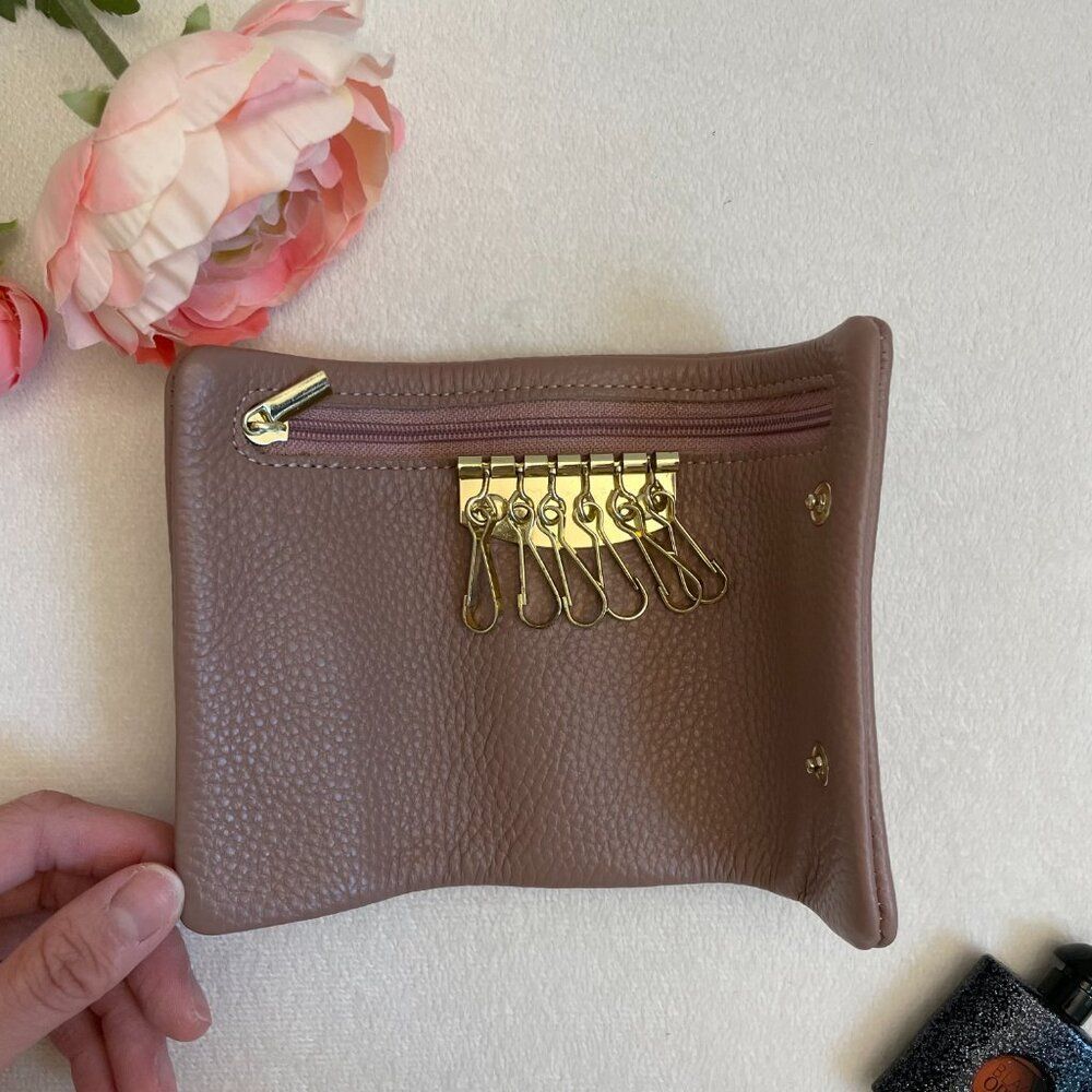 Dusty Pink Faux Leather Key Holder